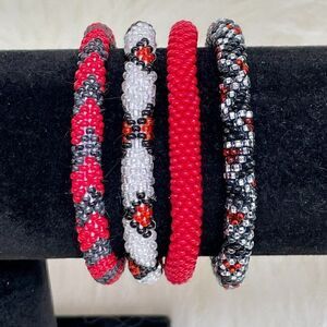 HAND CRAFTED in Nepal Beaded Bracelets (set of 4) #673
